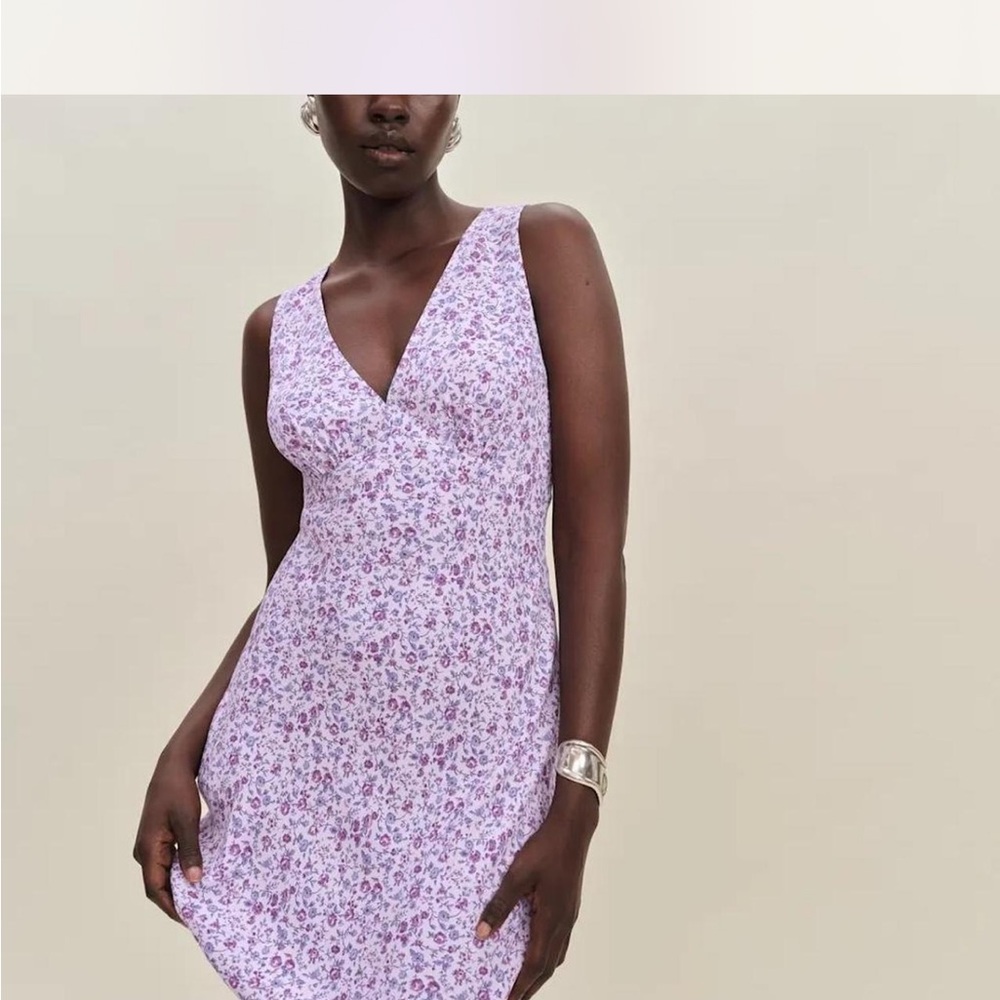 Reformation Floral Purple Sleeveless Dress